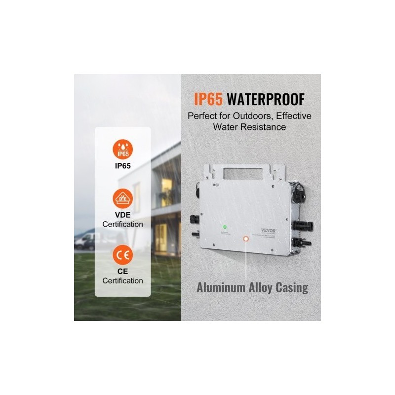 Mikroinvertteri 800W alumiinikuori IP65 18–50 V verkkoon liitettävä langaton etäseuranta