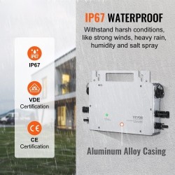 Aurinkomikroinvertteri alumiiniseoskotelo 800W IP67 MPPT WiFi-antenni sovellustuki kahdelle paneeliryhmälle