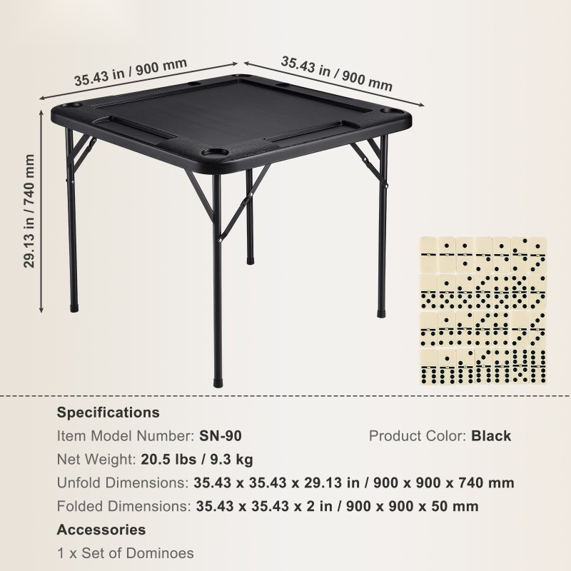 Taittuva neliöpelipöytä 4 pelaajalle 4 mukitelinettä 4 lokeroa musta