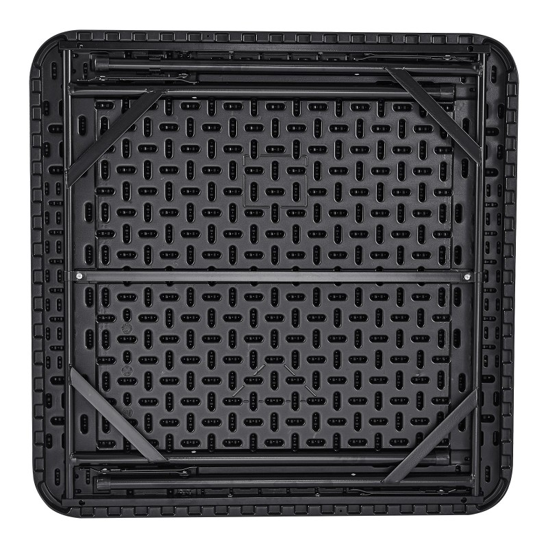 Taittuva neliöpelipöytä 4 pelaajalle 4 mukitelinettä 4 lokeroa musta