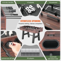 Pöytäjalkapallopöytä 55-tuumainen sisäkäyttöön 2–4 pelaajalle mukana 4 palloa ja 2 mukitelinettä