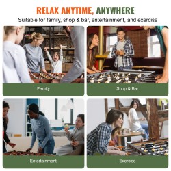 Pöytäjalkapallopöytä 55-tuumainen vakiokokoinen sisäkäyttöön 2–4 pelaajalle sisältää 4 palloa ja 2 mukitelinettä