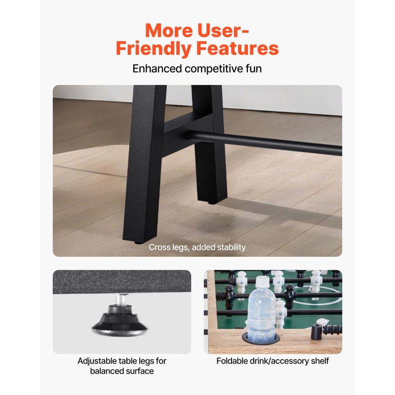 Pöytäjalkapallopöytä 140 cm täysikokoinen sisäkäyttöön kestävä rakenne sisältää 4 palloa