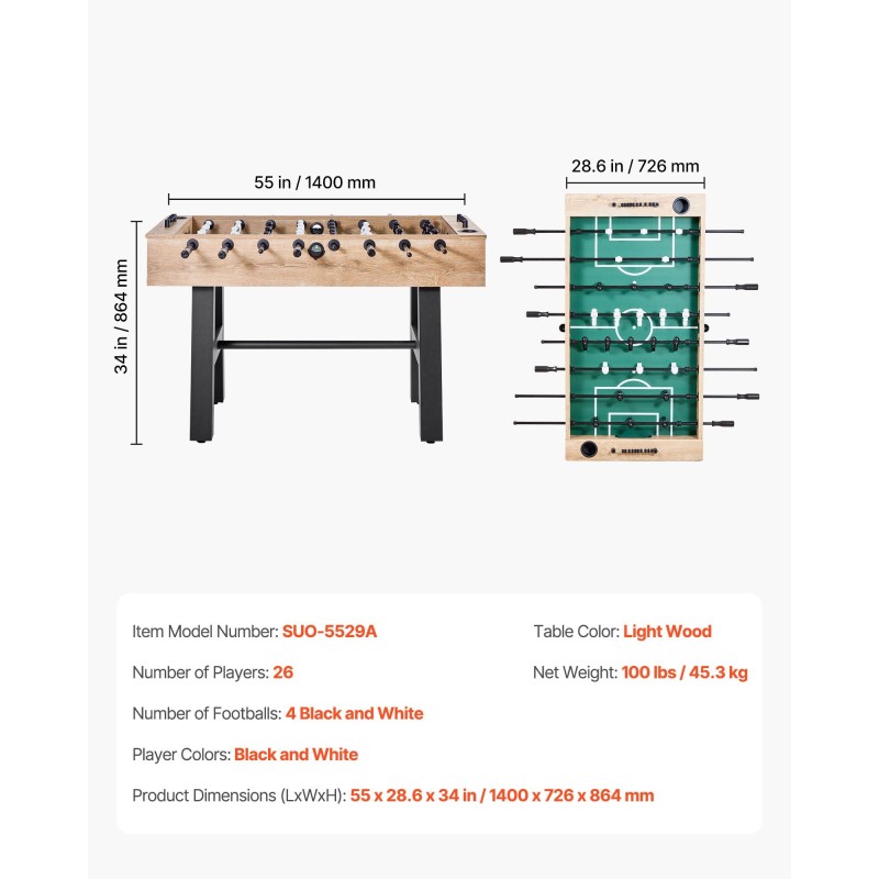 Pöytäjalkapallopöytä 140 cm täysikokoinen sisäkäyttöön kestävä rakenne sisältää 4 palloa