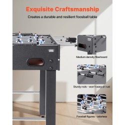 Pöytäjalkapallopöytä 121 cm täysikokoinen sisäkäyttöön vakaa rakenne sisältää 2 palloa tuloslaskurin
