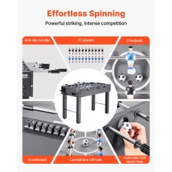 Pöytäjalkapallopöytä 121 cm täysikokoinen sisäkäyttöön vakaa rakenne sisältää 2 palloa tuloslaskurin