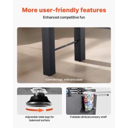 Pöytäjalkapallo täysikokoinen 137 cm sisäkäyttöön 2–4 pelaajalle mukana 4 palloa