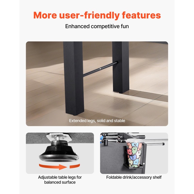 Pöytäjalkapallo täysikokoinen 137 cm sisäkäyttöön 2–4 pelaajalle mukana 4 palloa