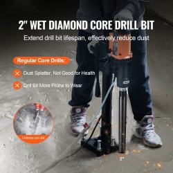 Timanttihampainen märkä porakruunu betonille ja tiilelle 50,8 mm 355 mm 1-1/4"-7 sisäkierre