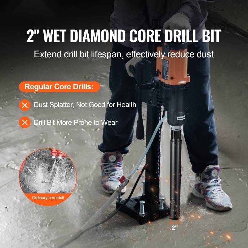 Timanttihampainen märkä porakruunu betonille ja tiilelle 50,8 mm 355 mm 1-1/4"-7 sisäkierre