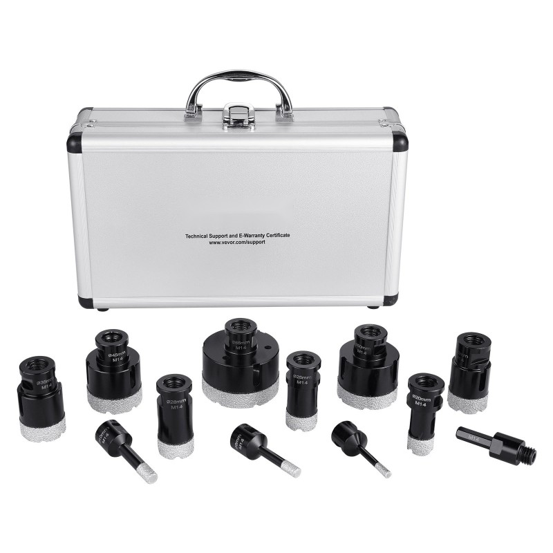 Timanttinen reikäsahasarja 11-osainen 6–65 mm M14-liittimellä kuiva ja märkäporaus