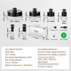 Timanttireikäsahasarja 6 osaa 20 25 35 50 75 100 mm laatoille