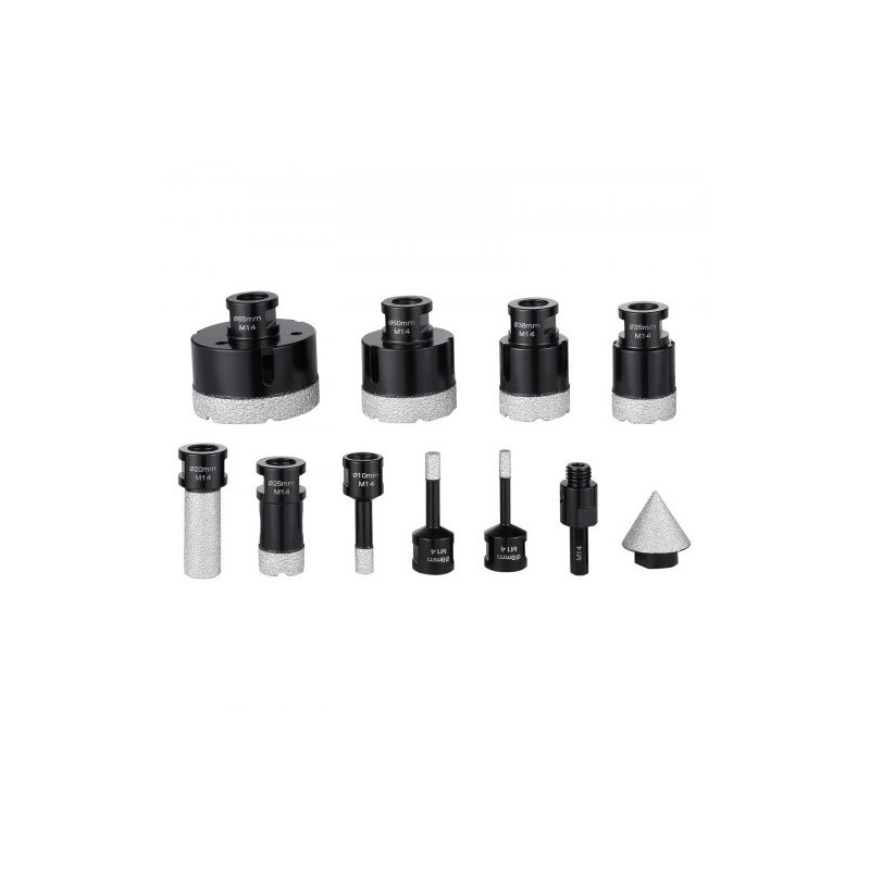 Timanttinen 8-osainen reikäsahasetti timanttipäällyste 6–65 mm M14-kierre alumiinikotelo