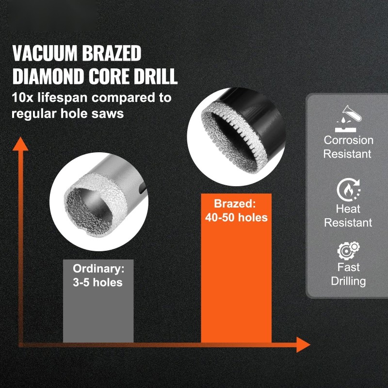 Timanttiporanteräsarja 10 kpl 6–50 mm timanttipinnoite kolmiomainen varsi säilytyslaatikolla