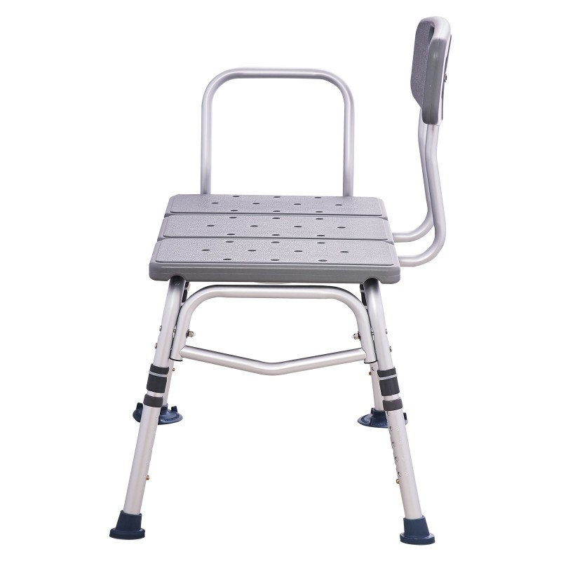 Kylpyammeen siirtopenkki alumiinirunko muovi-istuin säädettävä 455–570 mm 180 kg käännettävä selkänoja