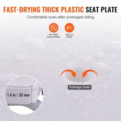 Ammeen siirtoistuin alumiinirunkoinen muovinen istuin 180 kg kantavuus käännettävä selkänoja U-muotoinen verhosuoja