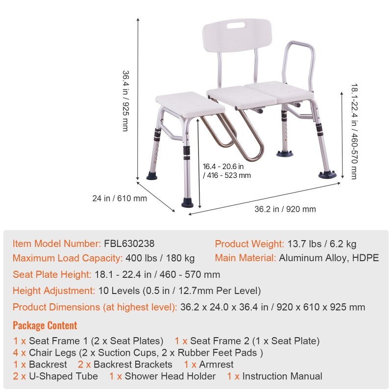 Ammeen siirtoistuin alumiinirunkoinen muovinen istuin 180 kg kantavuus käännettävä selkänoja U-muotoinen verhosuoja