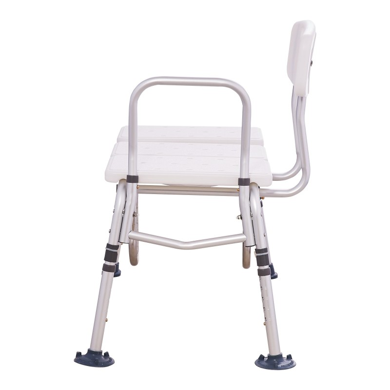 Ammeen siirtoistuin alumiinirunkoinen muovinen istuin 180 kg kantavuus käännettävä selkänoja U-muotoinen verhosuoja