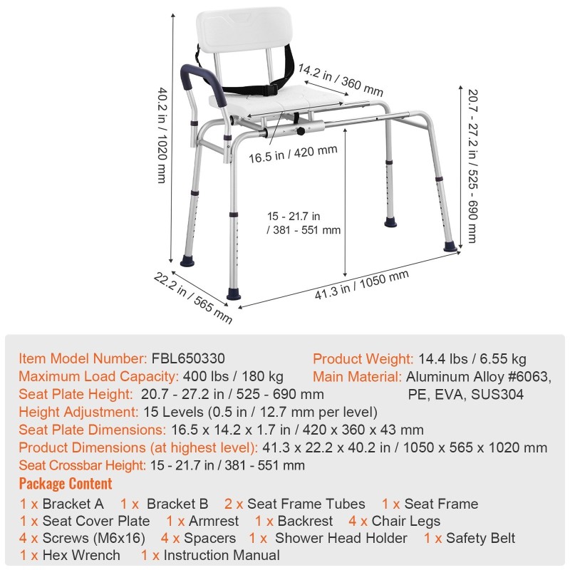 Kylpyammeen siirtoistuin alumiinirunkoinen korkeussäädettävä aukollinen muovinen istuin 180 kg kantavuus