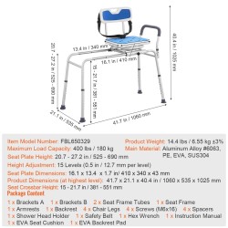 Liukuva siirtymäpenkki kylpyammeeseen kolmesataakuusikymmentäasteinen kääntyvä istuin korkeussäädettävä alumiinirunko