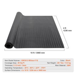 Kumirulla timanttikuvioitu SBR-kumi paksuus 3 mm 4 x 10 jalkaa musta
