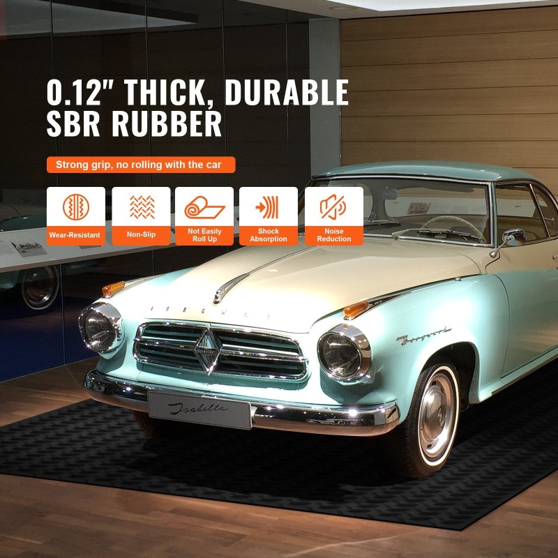 Kumirullamatto SBR-kumi 3 mm 4 ft x 15 ft musta timanttikuvio autotalliin