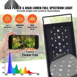 Akvaariovalo täyden spektrin LED 24W LCD-näytöllä ajastimella alumiiniseosrunkoinen 30–36 tuuman akvaariolle