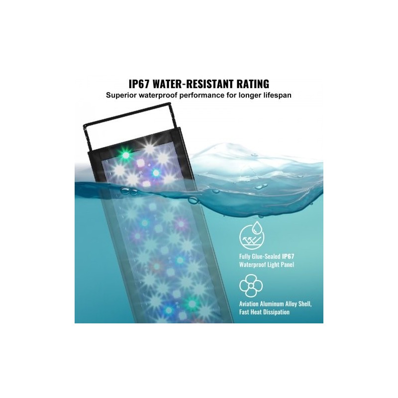 Akvaariovalo 22W täysspektrinen alumiinirunko LCD-näytöllä säädettävillä kannattimilla 24–30 tuuman akvaarioon