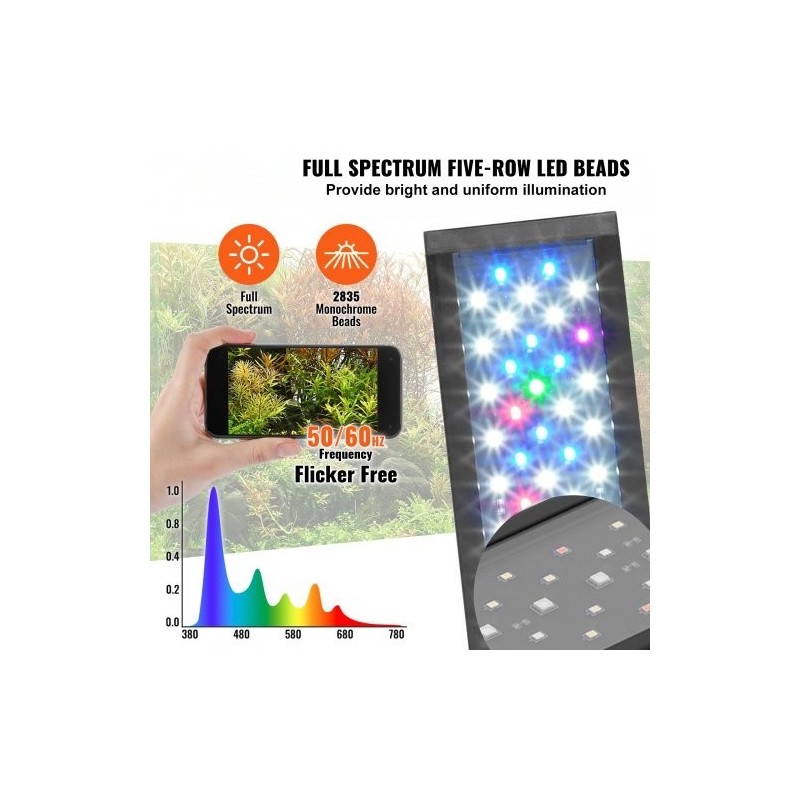 LED-akvaariovalo ABS-runkoinen 22 W 76,5 cm täyden spektrin valaistus