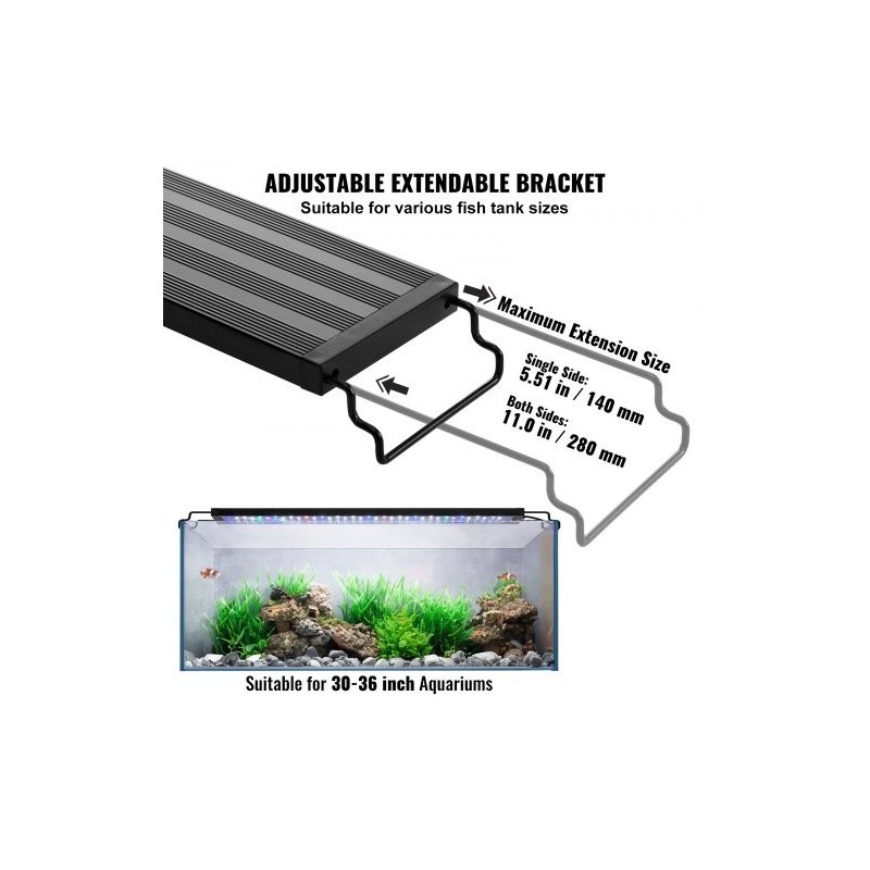 LED-akvaariovalo ABS-runkoinen 22 W 76,5 cm täyden spektrin valaistus