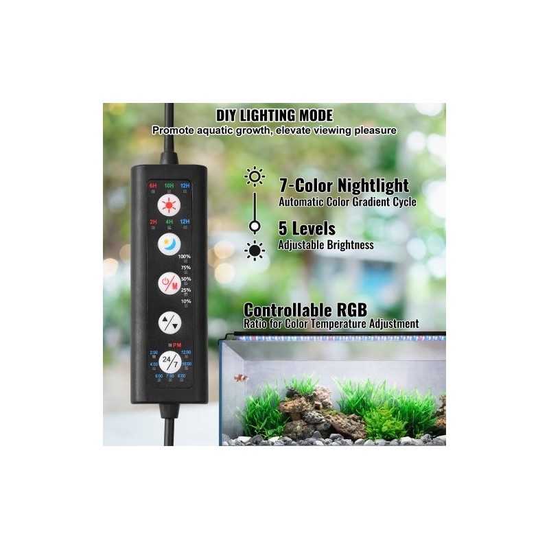 Akvaariovalo täyden spektrin 14 wattia 12–18 tuuman akvaariolle alumiiniseosrunko viisi kirkkaustasoa