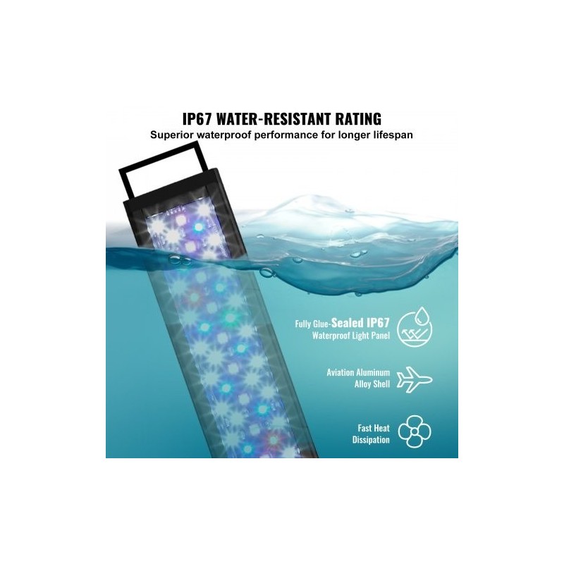 Akvaariovalo täyden spektrin 14 wattia 12–18 tuuman akvaariolle alumiiniseosrunko viisi kirkkaustasoa