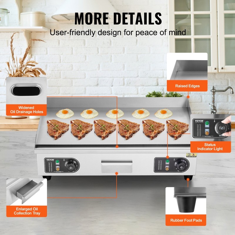 Sähköinen paistolevy 4000W A3-rautalevy 10 mm 25.98 x 15.75 tuumaa