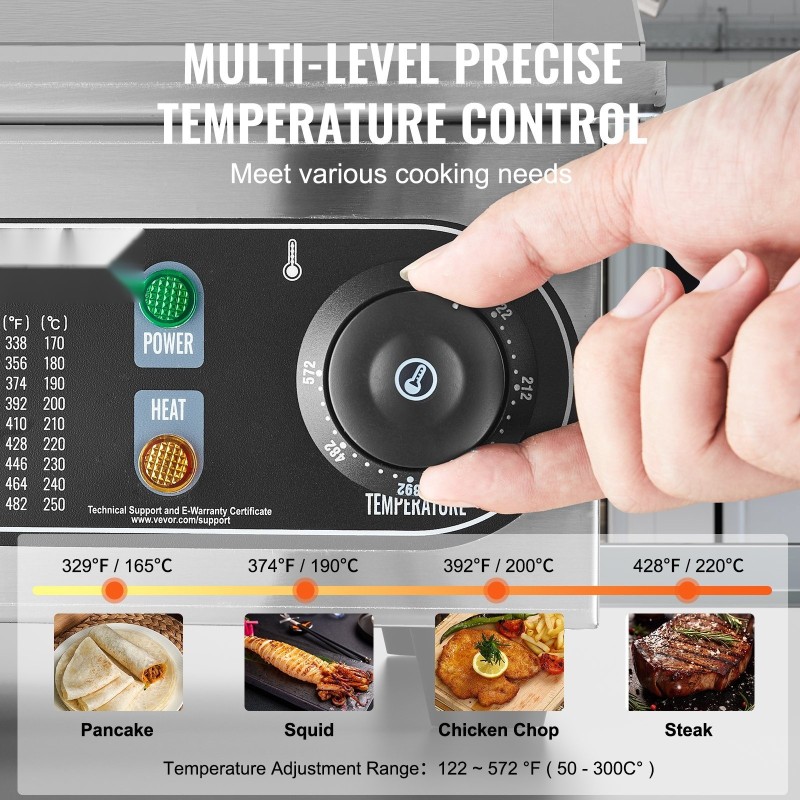 Sähköinen parilalevy A3-rautalevy 10 mm 3200 W 50–300 astetta koti ja ravintola