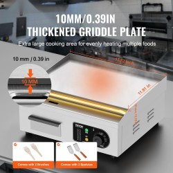 Sähköinen tasogrilli A3-teräslevy 10 mm ruostumaton teräsrunko 2800 W 50–300 °C