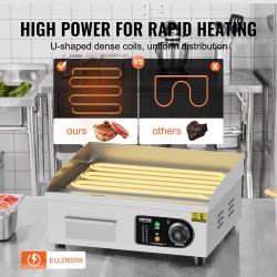 Sähköinen tasogrilli A3-teräslevy 10 mm ruostumaton teräsrunko 2800 W 50–300 °C