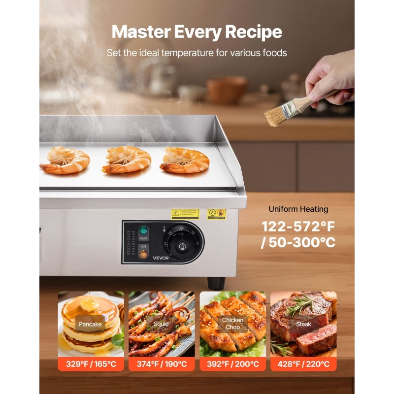 Sähköinen paistotaso ruostumaton teräsrunko rautalevy 535 x 300 mm 3200W