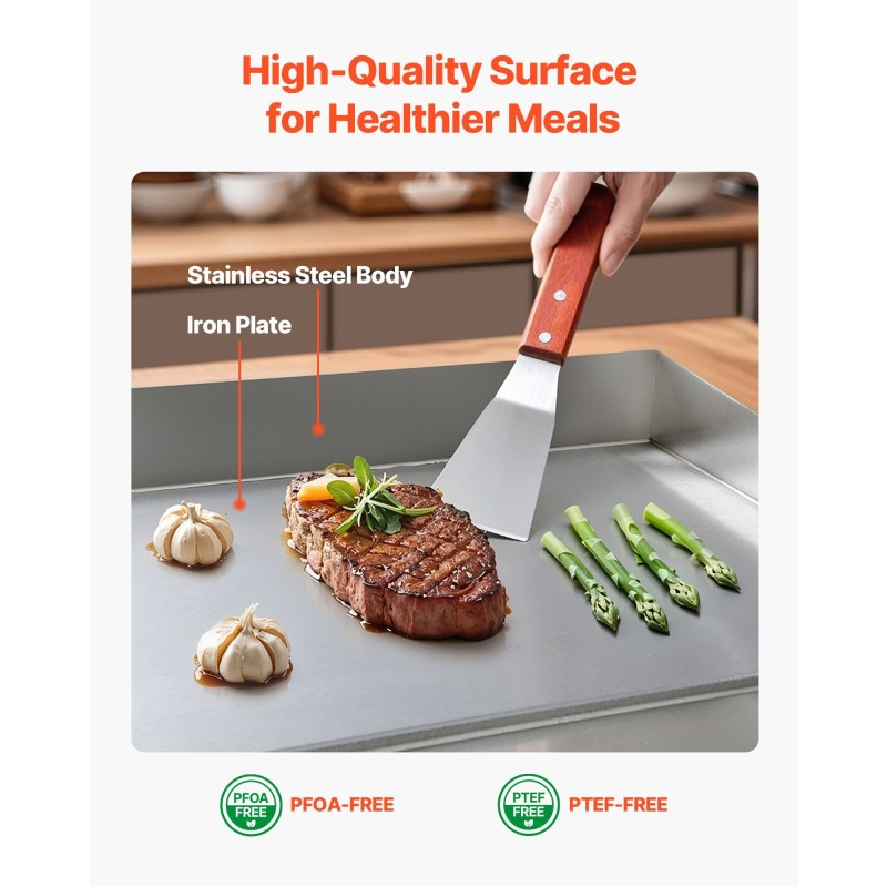 Sähköinen paistotaso ruostumaton teräsrunko rautalevy 535 x 300 mm 3200W