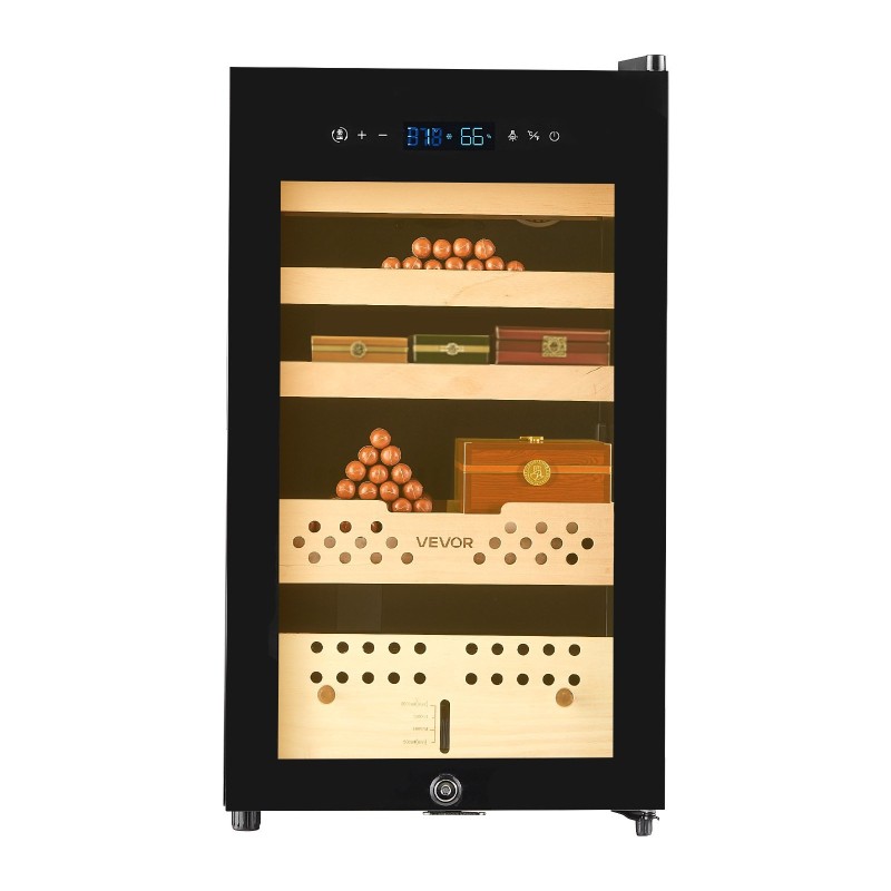 Sähköinen sikarihumidor 70 l 400 sikaria lämpö ja kosteudensäätö setripuun hyllyt