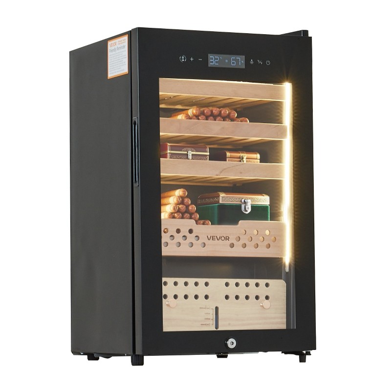 Sähköinen sikarihumidor 70 l 400 sikaria lämpö ja kosteudensäätö setripuun hyllyt