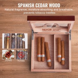 Pöytähumidor espanjanseetripuusta lasikannella 20–35 sikaria kostutin hygrometri jakaja tarvikelaatikko