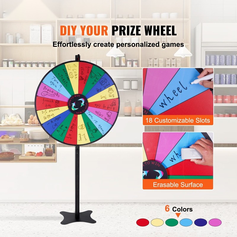 Onnenpyörä 36 tuumaa 18 sektoria kuivapyyhittävä pinta kaksi tussia pöytä tai lattia