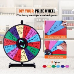 Pöytämallinen onnenpyörä 18 tuumaa 14 kenttää kuivapyyhittävä pinta 2 tussia magneettinen laakeri