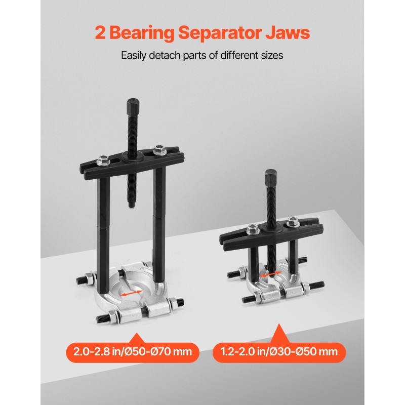 Laakerinvetosarja 14-osainen karkaistu teräs 50 mm ja 70 mm leuat 5 tonnia