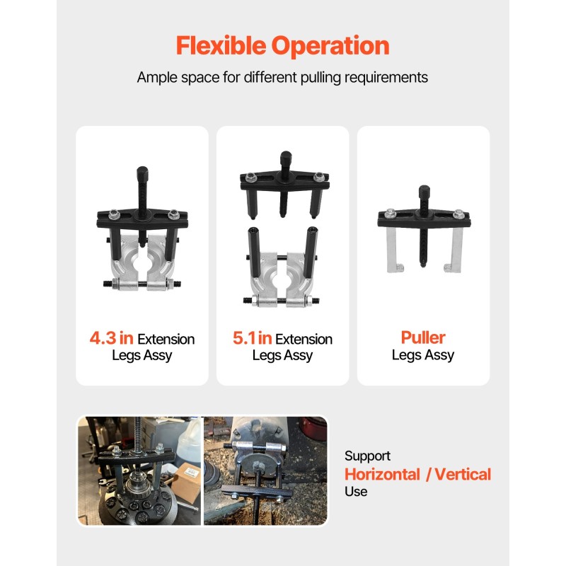 Laakerinvetosarja 14-osainen karkaistu teräs 50 mm ja 70 mm leuat 5 tonnia
