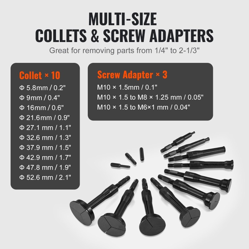 Laakerin irrotussarja karkaistu teräs sokkolaakereille 6–59 mm 10 holkkia 16 osaa