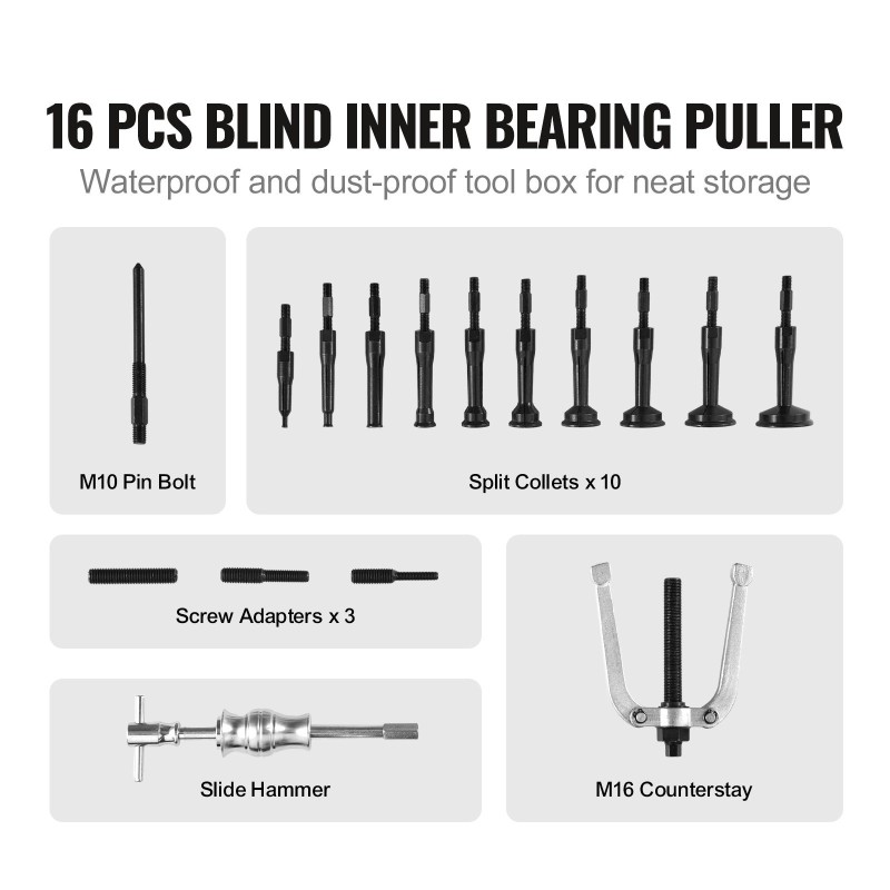 Laakerin irrotussarja karkaistu teräs sokkolaakereille 6–59 mm 10 holkkia 16 osaa