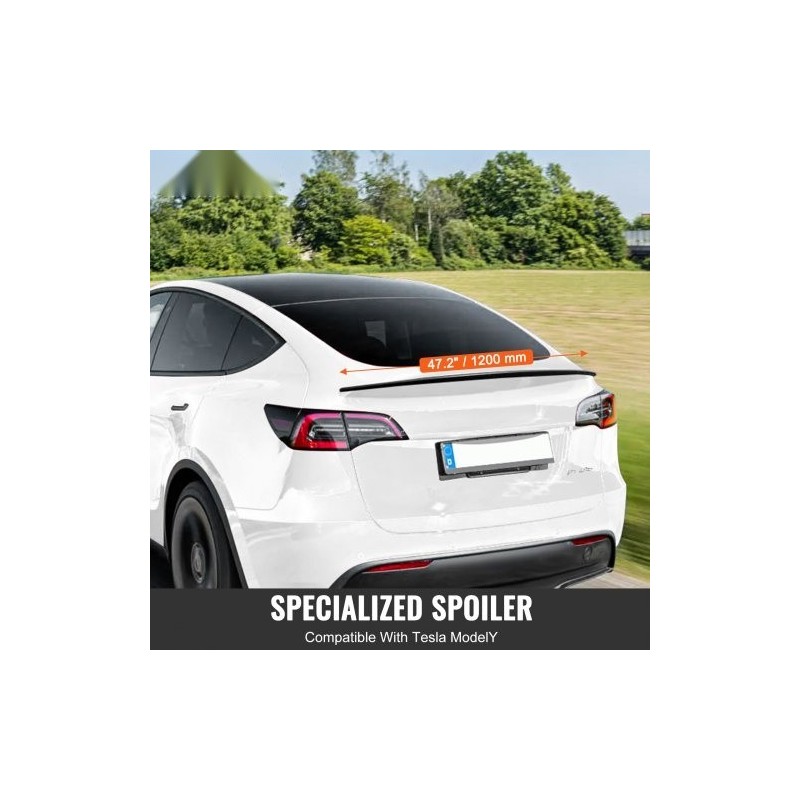 Takaspoileri 1200 mm ABS-muovinen Tesla Model Y mattamusta uunipoltettu pinta