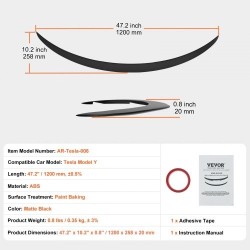 Takaspoileri 1200 mm ABS-muovinen Tesla Model Y mattamusta uunipoltettu pinta