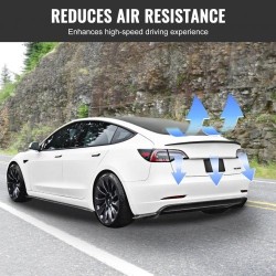 Takaspoileri ABS 1225 mm yhteensopiva Tesla Model 3 mattamusta leivottu maalipinta